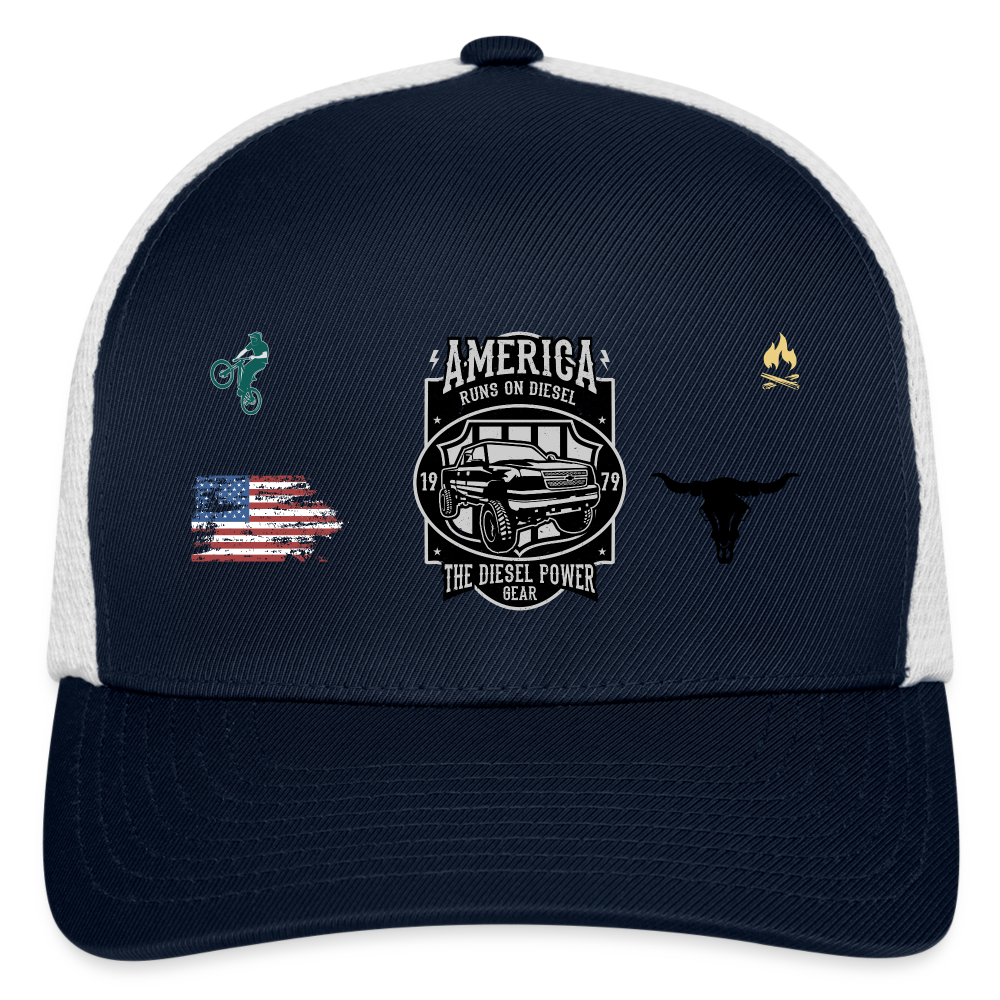 Flexfit Fitted Baseball Cap - navy/white